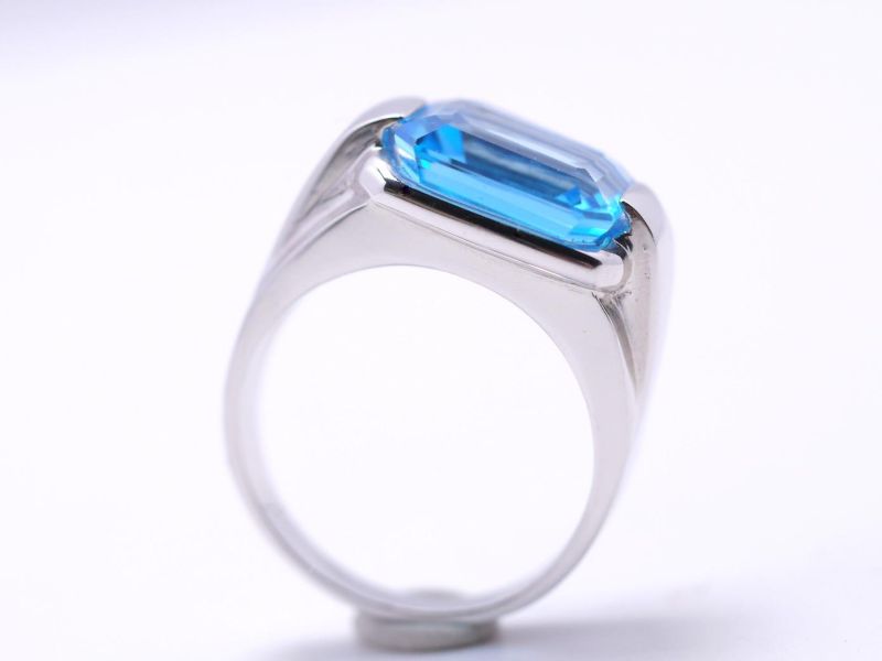11月生日石 天然拓帕石Topaz 瑞士藍 18K白金 寬版戒指 附保證書 耳環,針式,水晶,鑽石,玉石翡翠,紅珊瑚,輕珠寶,項鍊,寶石,大千珠寶
