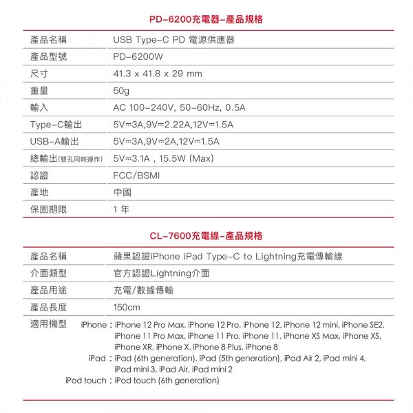 【Gigastone 立達國際】 PD急速蘋果快充組 內附QC3.0+PD雙孔急速充電器
內附MFi Type-C to Lightning充電傳輸線
支援快充18W輸出
PD急速快充 0~50%只需30分鐘
99.99% 4N無氧鍍錫銅線芯
7重防護機制 國家級安全認證
100-240V國際電壓 旅遊出差首選