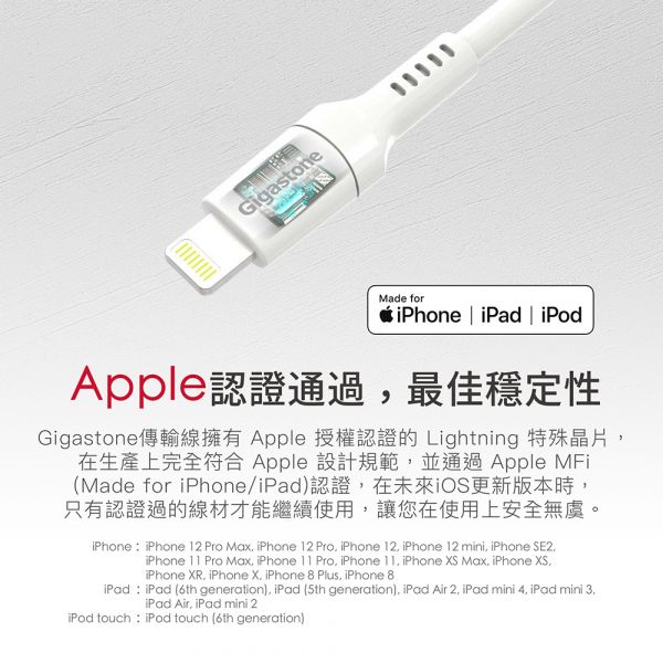 【Gigastone 立達國際】 PD急速蘋果快充組 內附QC3.0+PD雙孔急速充電器
內附MFi Type-C to Lightning充電傳輸線
支援快充18W輸出
PD急速快充 0~50%只需30分鐘
99.99% 4N無氧鍍錫銅線芯
7重防護機制 國家級安全認證
100-240V國際電壓 旅遊出差首選