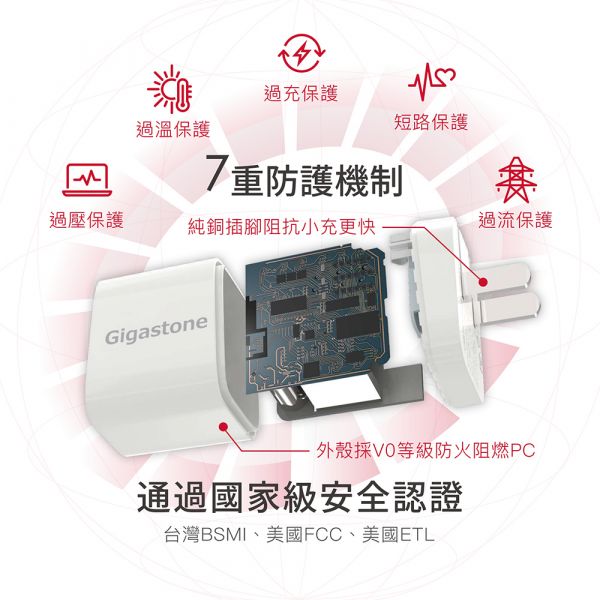 【Gigastone 立達國際】 PD急速蘋果快充組 內附QC3.0+PD雙孔急速充電器
內附MFi Type-C to Lightning充電傳輸線
支援快充18W輸出
PD急速快充 0~50%只需30分鐘
99.99% 4N無氧鍍錫銅線芯
7重防護機制 國家級安全認證
100-240V國際電壓 旅遊出差首選