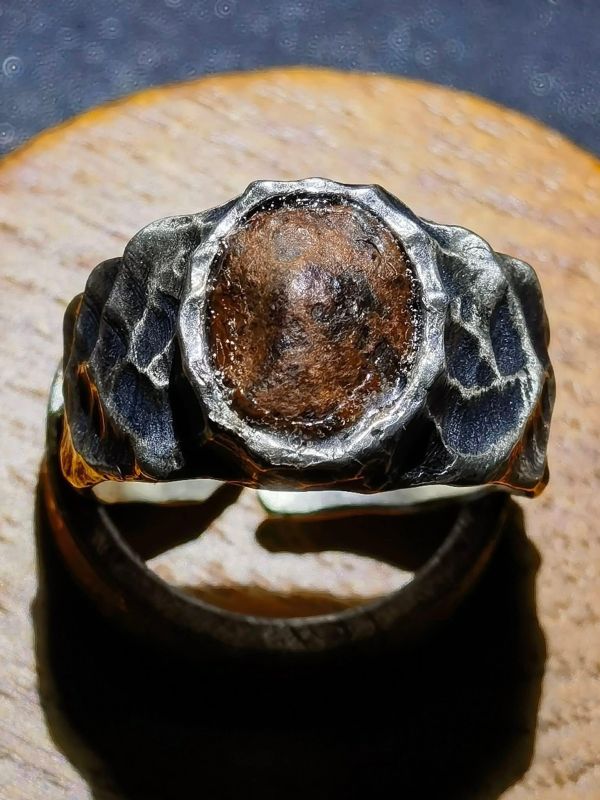 摩洛哥隕石純銀戒 NWA859,摩洛哥隕石,隕石戒指,純銀戒指,隕石純銀戒,天然隕石,隕石飾品,隕石紋理,銀飾戒指,礦石戒指,收藏級隕石。