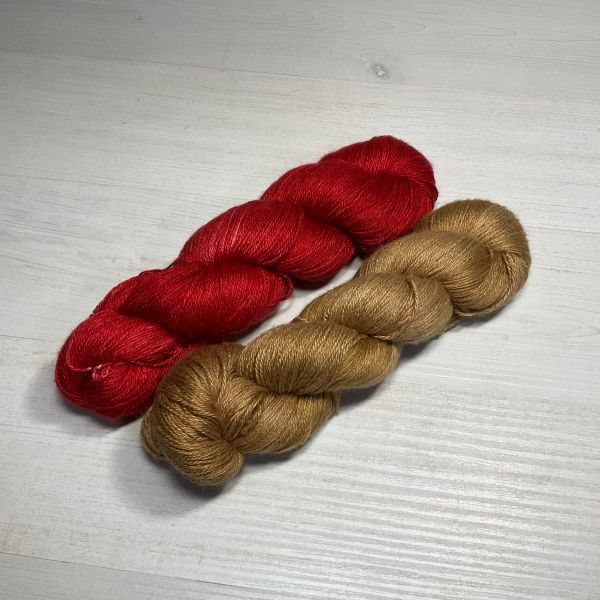 Shangdrok Yarn knittingyarn,knitting,crochet,crochetyarn,shangdrok,ondohandcrafts,red,gold,knitting,yarn,merino,dk,superwash,silkyak,redenvelope,beavergold