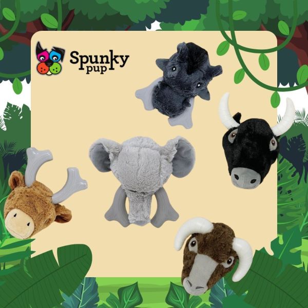 Spunky Pup | 硬梆梆長角大頭動物 啃咬啾啾玩具 