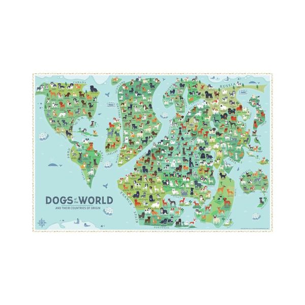 Doggie Drawings 世界的狗狗 地圖海報 