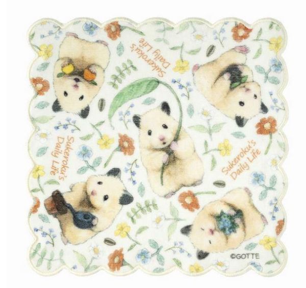 GORILLAND 倉鼠 助六的日常 花邊手帕 毛巾 方巾 滿滿助六ver. 倉鼠,助六的日常,黃金鼠,波利鼠,熊鼠,韓彬,GOTTE,手帕,方巾,毛巾