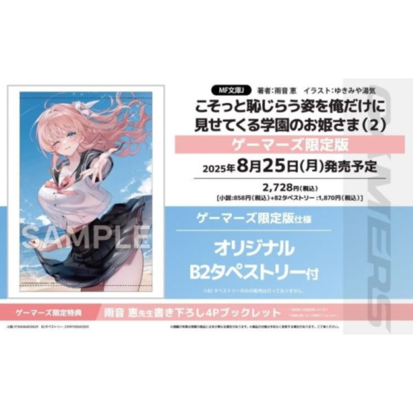 各店家特典版 日文小說 雨音惠「こそっと恥じらう姿を俺だけに見せてくる学園のお姫さま (2)」*8/25發售 日文小說,特典,雨音惠,こそっと恥じらう姿を俺だけに見せてくる学園のお姫さま