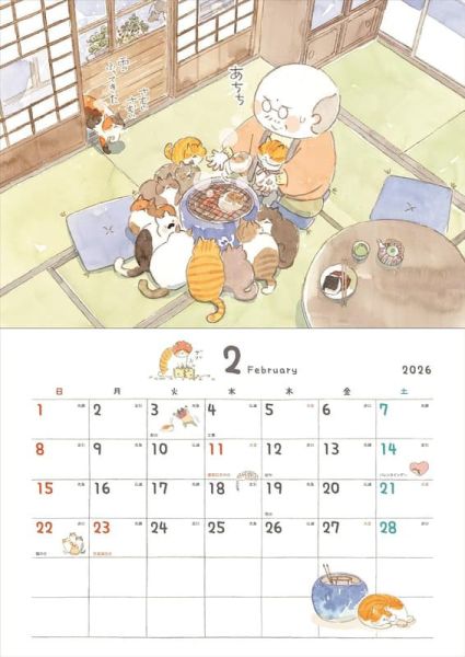 ねことじいちゃん 貓和爺爺  2026年 壁掛式月曆 掛曆 *9/26發售! ねことじいちゃん,貓和爺爺,2026年,壁掛式,月曆,掛曆,カレンダー