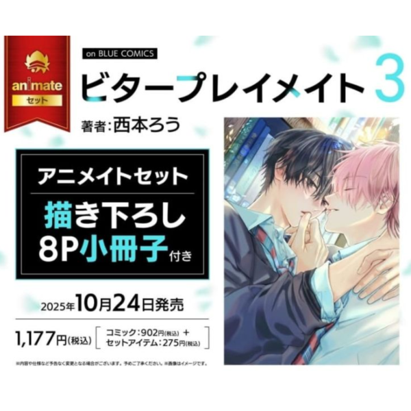 各店家特典版 日文漫畫 大宙晃「苦澀的玩伴關係 ビタープレイメイト (3)」*10/24發售! 日文漫畫,店家特典,大宙晃,苦澀的玩伴關係,ビタープレイメイト