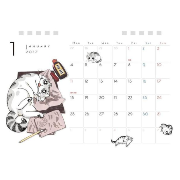 キュルZ 今晚有貓伴身邊 桌上型月曆 桌曆 2027年 夜は貓といっしょ *10/2發售! キュルZ,今晚有貓伴身邊,桌上型,月曆,桌曆,2027年,夜は貓といっしょ