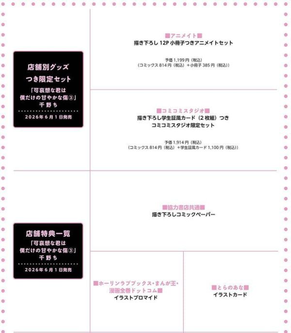 各店家特典版 日文漫畫 千野ち「令人憐愛的你是我專屬的甜美傷痕 可哀想な君は僕だけの甘やかな傷 (3)」*6/1發售! 日文漫畫,店家特典,千野ち,令人憐愛的你是我專屬的甜美傷痕,可哀想な君は僕だけの甘やかな傷