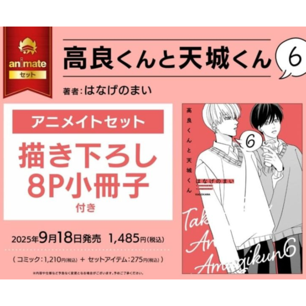 各店家特典版 日文漫畫 はなげのまい「高良同學與天城同學 高良くんと天城くん (6)」*9/18發售 日文漫畫,店家特典,はなげのまい,高良同學與天城同學,高良くんと天城くん