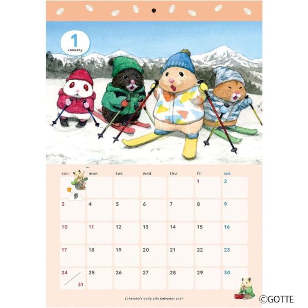 GOTTE 倉鼠助六的日常 壁掛式月曆 掛曆 2027年 助六の日常 *10/13發售! 倉鼠助六的日常,助六の日常,壁掛式月曆,掛曆,2027年,GOTTE
