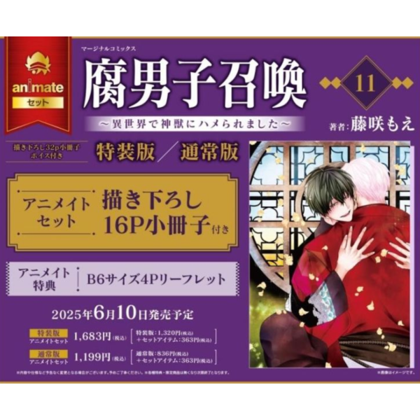 各店家特典版 日文漫畫 藤咲もえ「腐男子召喚～來到異世界被神獸設計了～ (11)」特裝版 通常版 *6/10發售! 店家特典,日文漫畫,藤咲もえ,腐男子召喚,來到異世界被神獸設計了,特裝版,
通常版,腐男子召喚,異世界で神獣にハメられました
