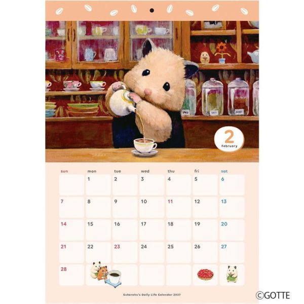 GOTTE 倉鼠助六的日常 壁掛式月曆 掛曆 2027年 助六の日常 *10/13發售! 倉鼠助六的日常,助六の日常,壁掛式月曆,掛曆,2027年,GOTTE