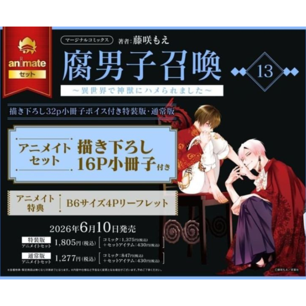 各店家特典版 日文漫畫 藤咲もえ「腐男子召喚～來到異世界被神獸設計了～ (13)」特裝版 通常版*6/10發售! 日文漫畫,店家特典,藤咲もえ,腐男子召喚,來到異世界被神獸設計了,異世界で神獣にハメられました