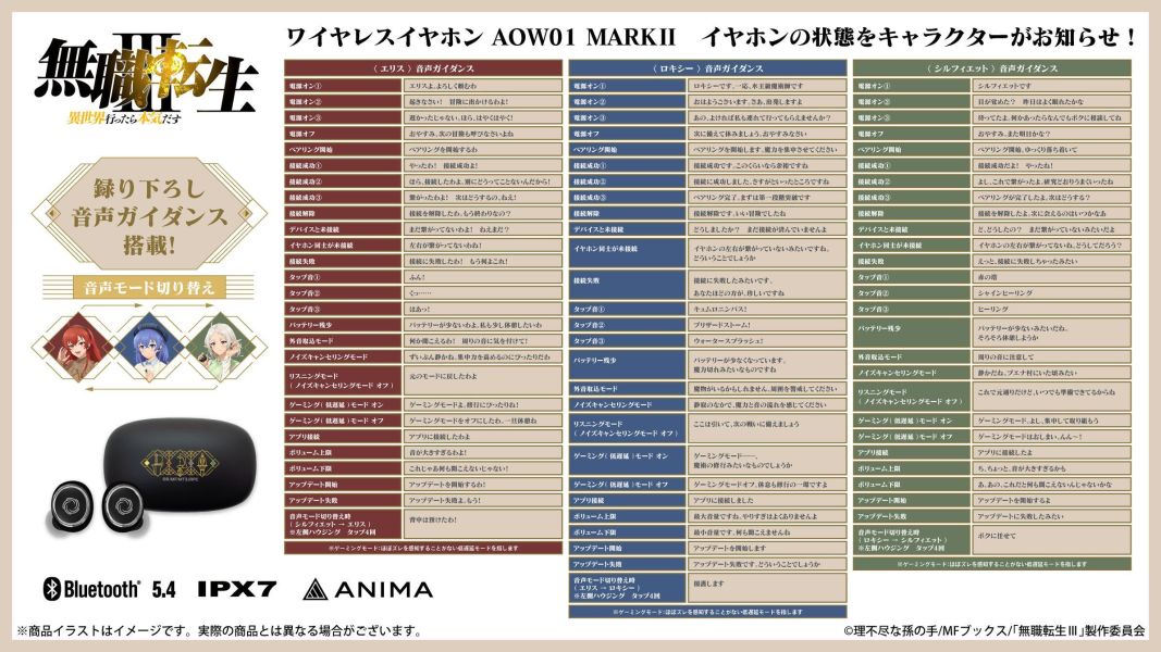 ONKYO 無職轉生 第三季 希露菲葉特 洛琪希 艾莉絲 聯名耳機 AOW01 MARKⅡ【跨境】0902 *11月上旬-中旬發售! ONKYO,無職轉生,希露菲葉特,洛琪希,艾莉絲,AOW01 MARKⅡ,無職転生Ⅲ ～異世界行ったら本気だす～,