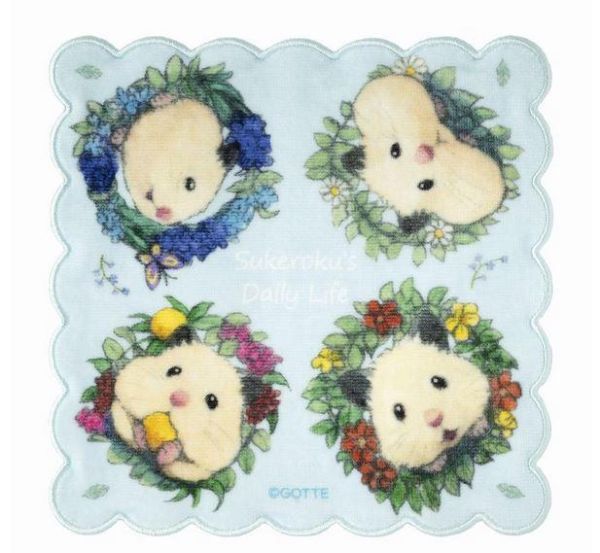 GORILLAND 倉鼠 助六的日常 花邊手帕 毛巾 方巾 助六大臉ver. 倉鼠,助六的日常,黃金鼠,波利鼠,熊鼠,韓彬,GOTTE,手帕,方巾,毛巾