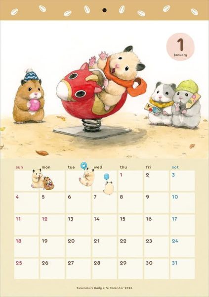 倉鼠 助六的日常 2026年 壁掛式月曆 掛曆 *10/10發售! 倉鼠,助六的日常,助六の日常,2026年,壁掛式,月曆,掛曆,カレンダー