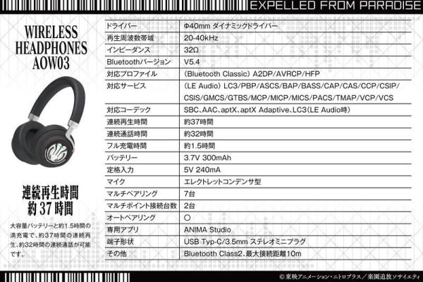 ONKYO 樂園追放 安吉拉 頭戴式聯名耳機 耳罩式 ANIMA AOW03【跨境】0528*7月下旬~8月上旬發售! ONKYO,樂園追放,安吉拉,頭戴式,聯名,耳機,耳罩式,ANIMA,AOW03,CP-TWS01E,マンシング サガリ,ユニバース,ワイヤレス,イヤホン