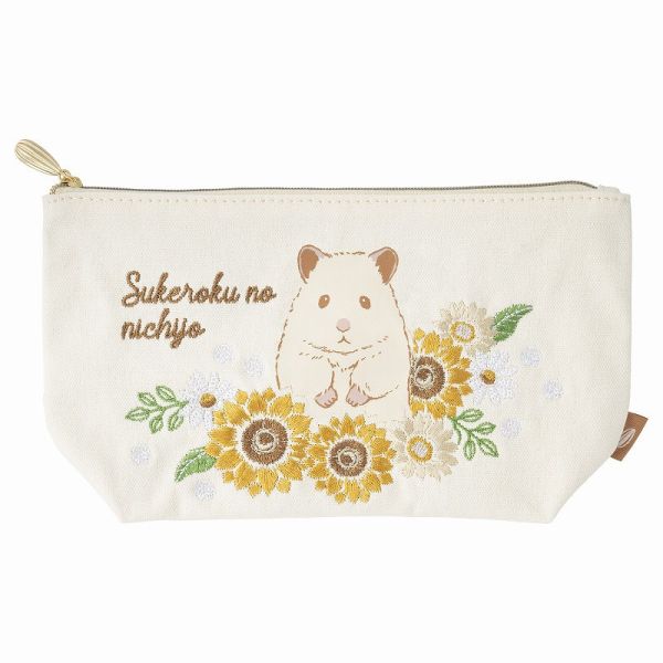 GORILLAND 倉鼠 助六的日常 刺繡 船型 收納包 化妝包 向日葵ver. 倉鼠,助六的日常,黃金鼠,波利鼠,熊鼠,韓彬,GOTTE,刺繡,船型包,收納包,化妝包,居家