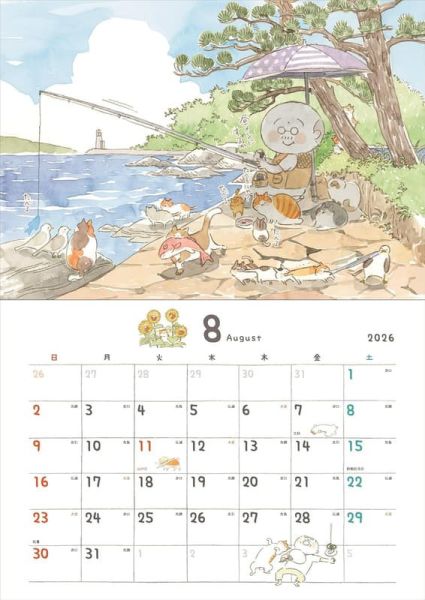 ねことじいちゃん 貓和爺爺  2026年 壁掛式月曆 掛曆 *9/26發售! ねことじいちゃん,貓和爺爺,2026年,壁掛式,月曆,掛曆,カレンダー