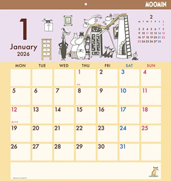CL-69 姆明 MOOMIN 嚕嚕米 2026年 壁掛式月曆 掛曆 *9/20發售! CL-69,姆明,MOOMIN,嚕嚕米,2026年,壁掛式,月曆,掛曆,ムーミン,2026年,カレンダー