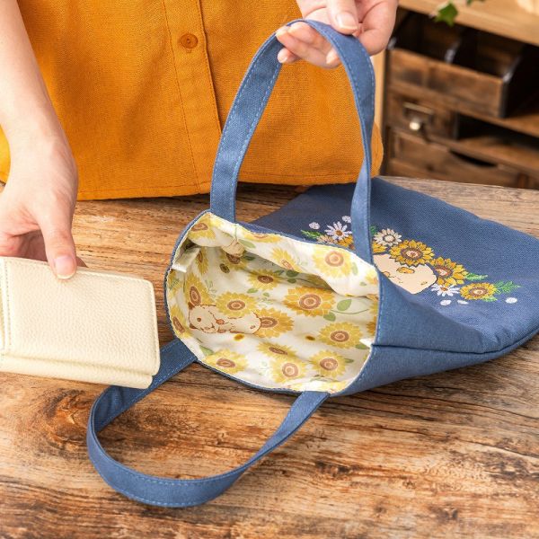 GORILLAND 倉鼠 助六的日常 刺繡 迷你托特包 提袋 向日葵ver. 倉鼠,助六的日常,黃金鼠,波利鼠,熊鼠,韓彬,GOTTE,刺繡,托特包,提袋,居家
