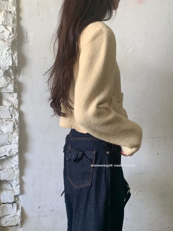 後口袋蝶結牛仔褲 