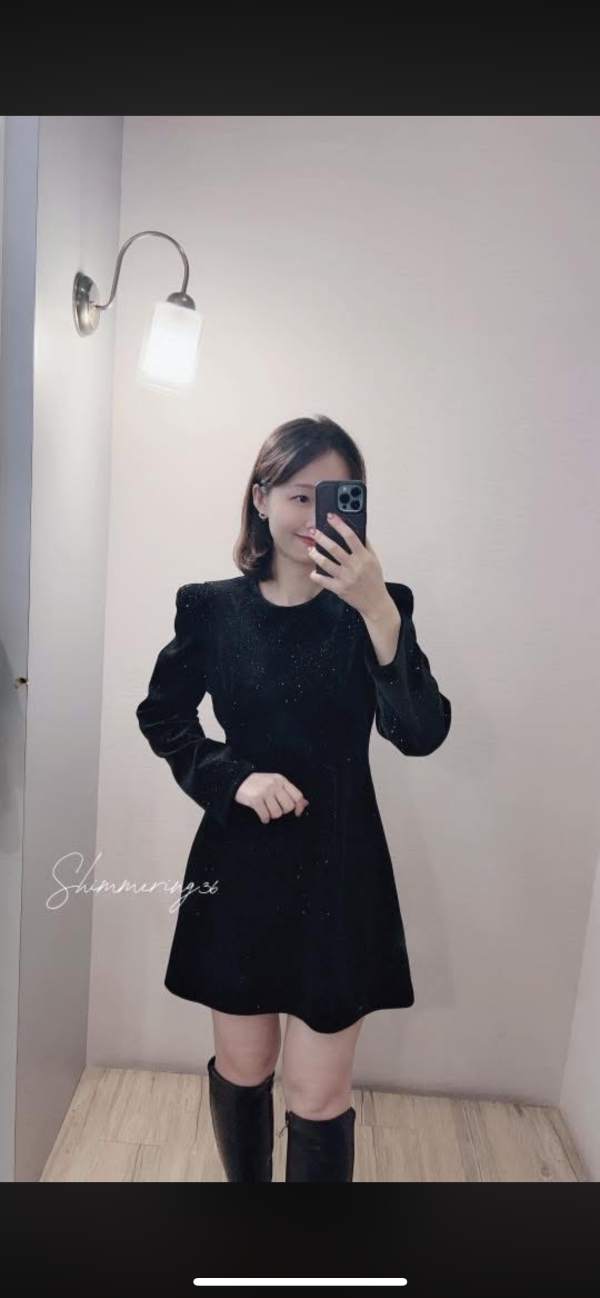 質感亮片腰身洋 