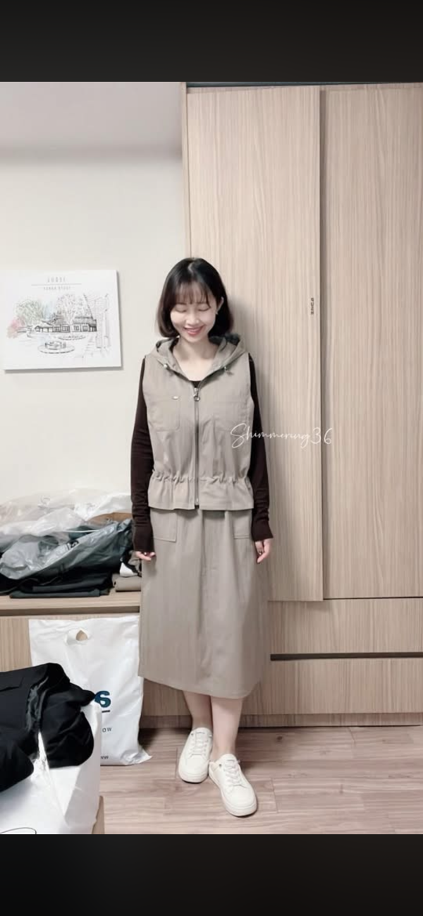 前綁帶休閒口袋裙 