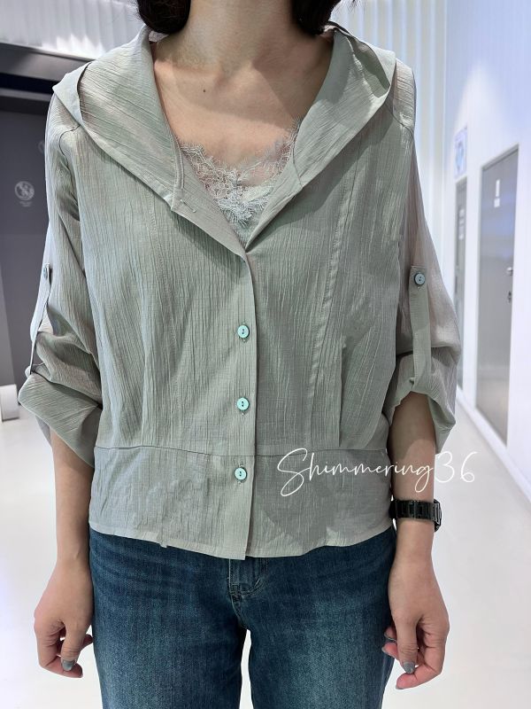 天絲棉麻連帽上衣 