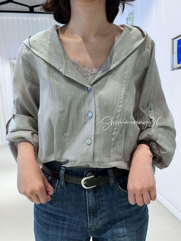 天絲棉麻連帽上衣 