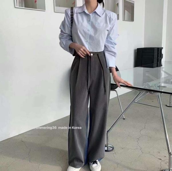 拼接西裝牛仔褲 