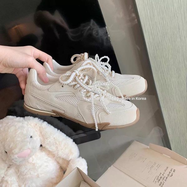 真皮接網軟底球鞋 