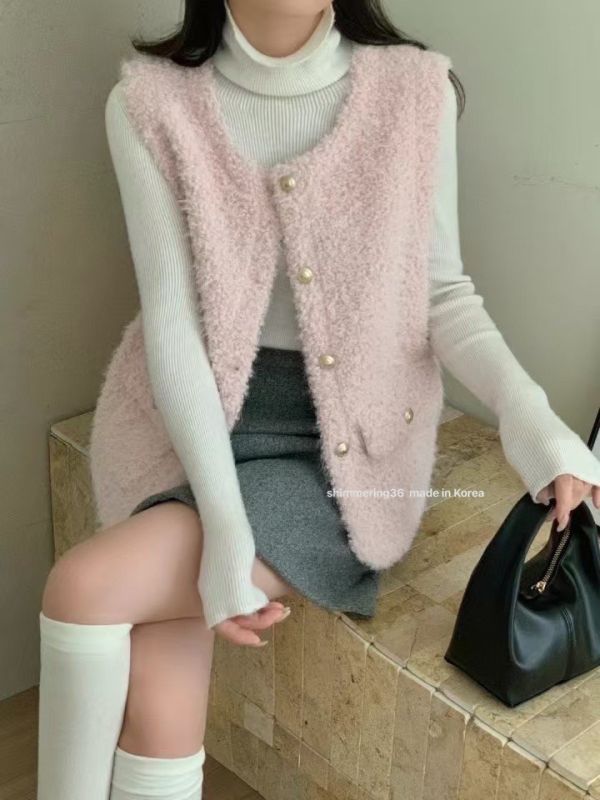 小香風毛毛背心 