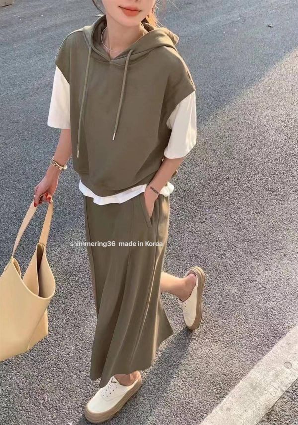 假2件連帽休閒套裝 