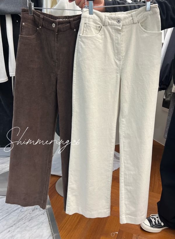 顯瘦坑紋直筒褲（無內刷毛） 