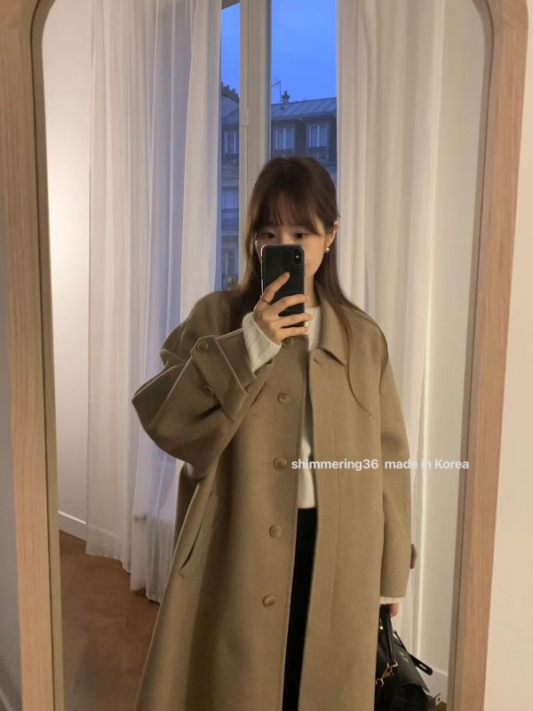 手工羊毛羊毛90%羊絨10%大衣 