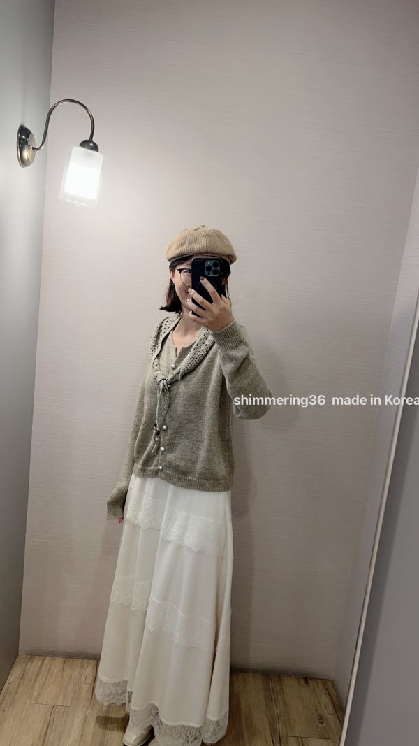 毛呢拼接蕾絲裙 