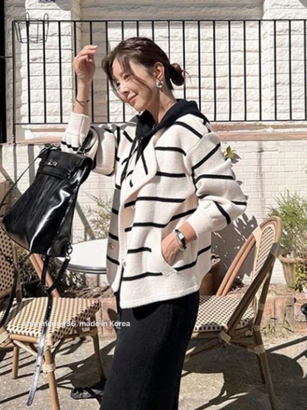 假2件連帽條紋外套（熱賣商品） 