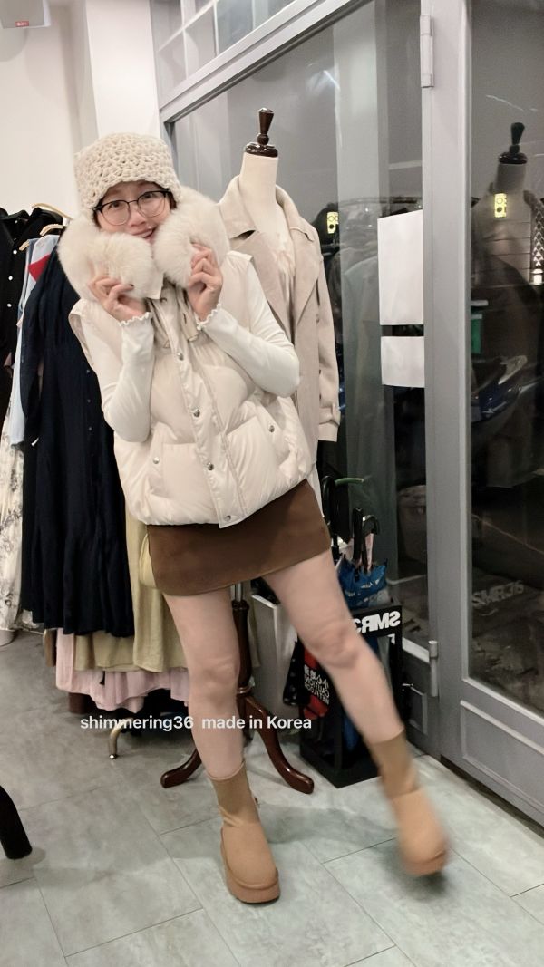 鵝絨100%狐狸毛背心 