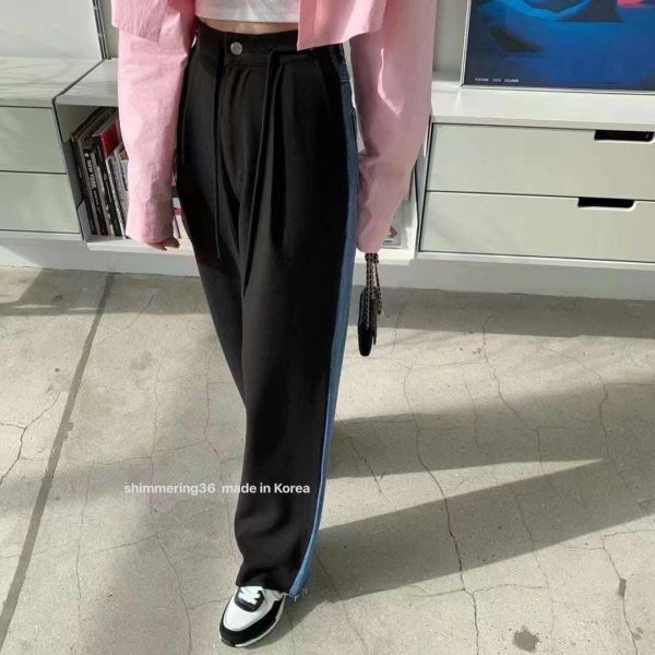 拼接西裝牛仔褲 
