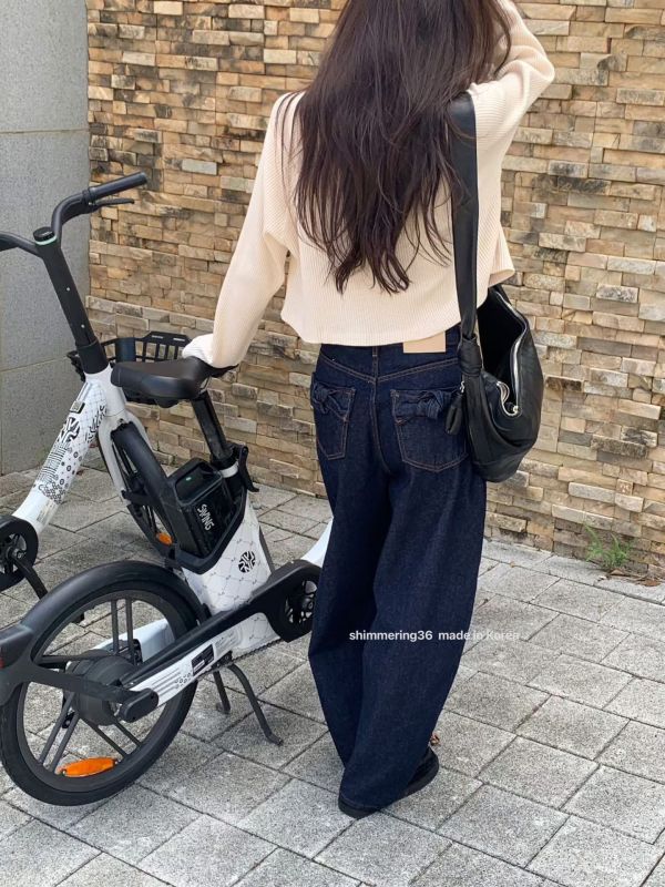 後口袋蝶結牛仔褲 