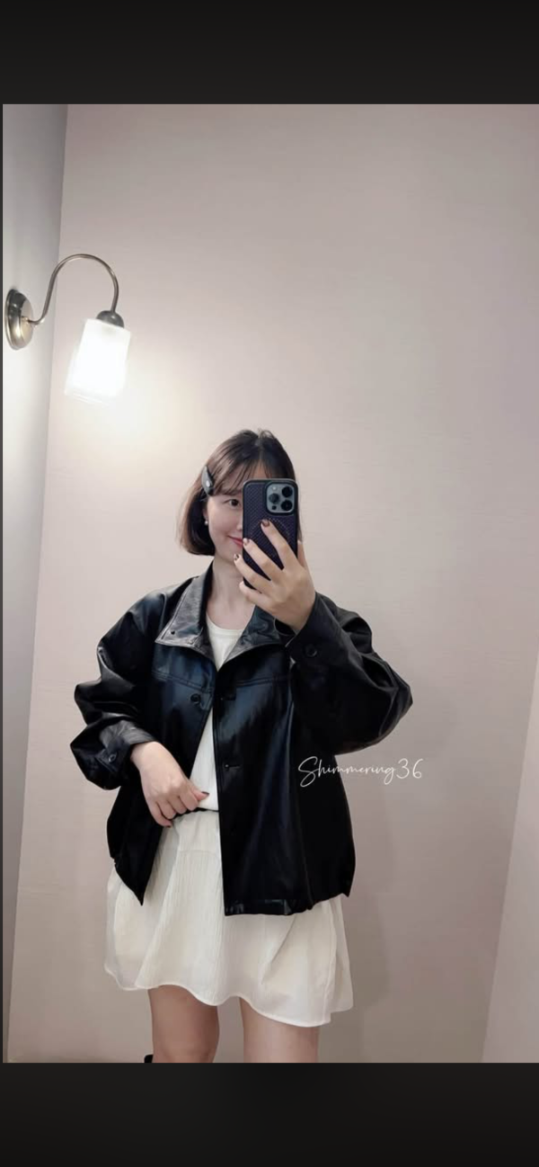 可立領可翻領輕量皮外套 