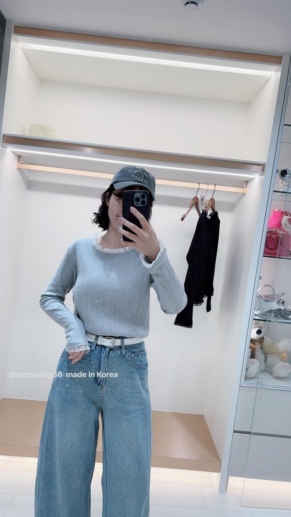 百折接荷葉腰身上衣 