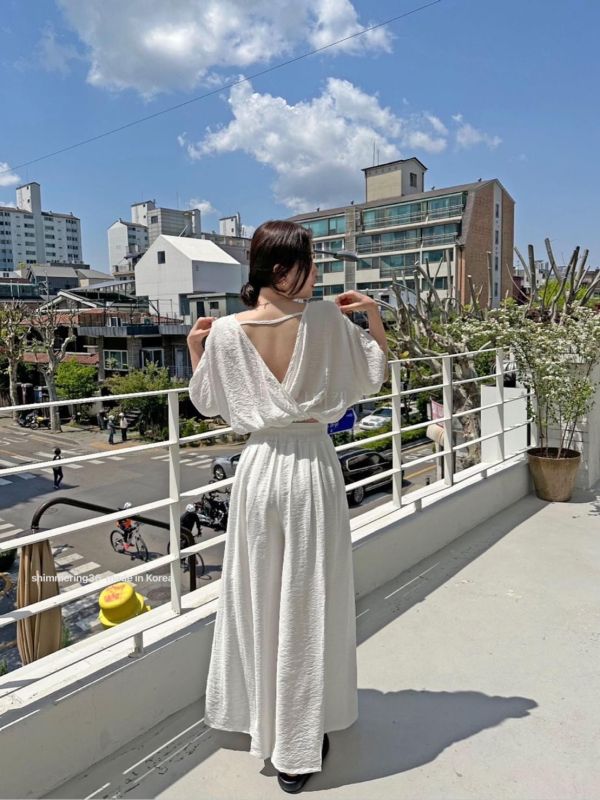 綁帶寬褲美背套裝 