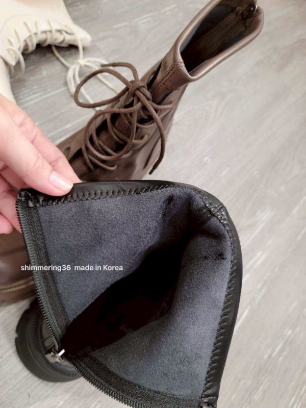 後拉鍊綁帶短靴 