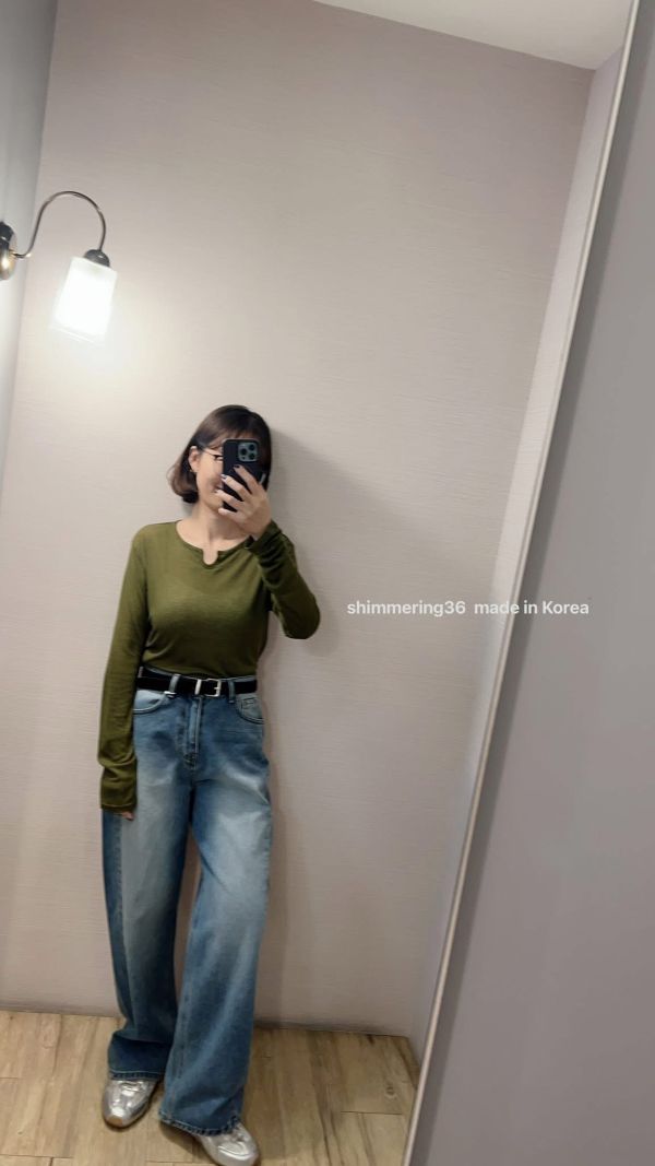 刷色直筒前車線牛褲 