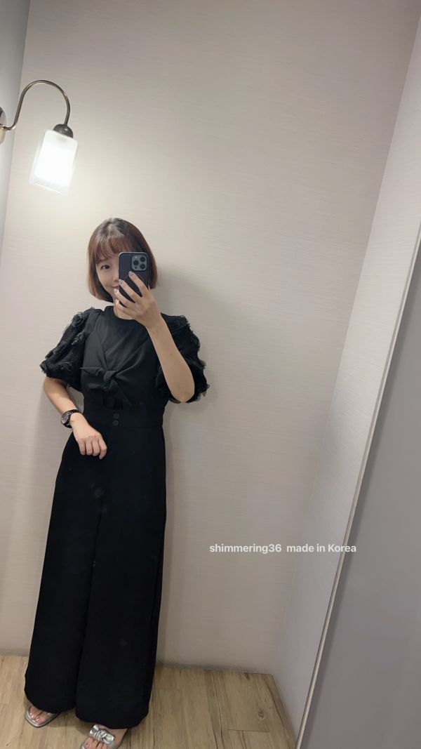 細肩蝶結連身褲 