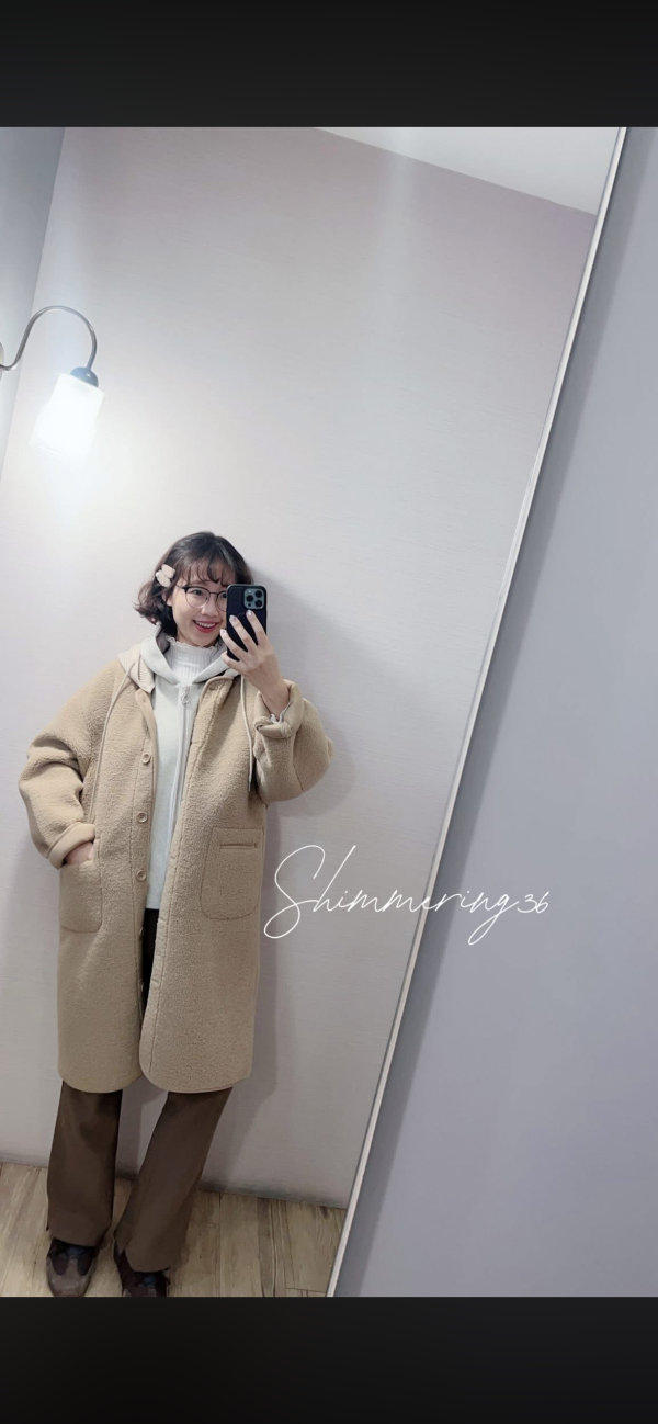 針織帽羊羔毛外套（帽可拆） 